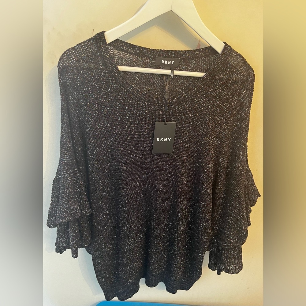 DKNY Ruffle Sleeve Sweater size XL NWT
